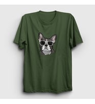 Presmono Unisex Sarı French Bulldog Köpek T-Shirt 401330tt (Haki)