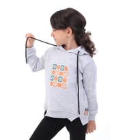 Toontoy Kız Çocuk Baskılı Sweatshirt ( Gri-Melanj)