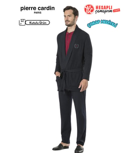 Pierre Cardin Premium Erkek Triko Ropdöşambırlı Uzun Kollu Şortlu 5li Özel Kutulu Çeyiz Pijama Takım