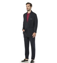 Pierre Cardin Erkek Damat Çeyiz Triko Ropdöşambır 5'li Pijama Takım Özel Kutulu (Lacivert)