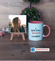 Sosyal Bilgiler Öğretmeni Fotoğraflı Dekoratif Taş, Kupa Bardak Beyaz Hediye Öğretmenler Günü Hediyesi (Model 6)