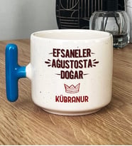 Kişiye Özel Efsaneler Ağustosta Doğar Hediye T Kupa Bardak Doğum Günü Hediyesi (Mavi)