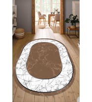 Dijital Baskılı Kaymaz Taban Yıkanabilir Oval Salon Halısı Mutfak Halısı Yolluk NDO-HT-656 (Kahverengi)
