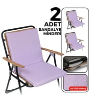 XPERMATE 2'li Arkalıklı Sandalye Minderi Fermuarlı 40x40 Sırtlıklı Sandalye Minderi Bağcıklı (Lila)
