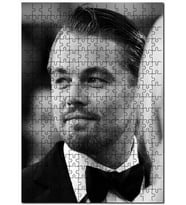 Cakapuzzle Leonardo Di Caprio Top Sakallı Siyah Beyaz Puzzle Yapboz MDF (Ahşap) (500 Parça)