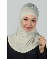 İkili Set Pratik Eşarp Hazır Türban ve Hijab Tesettür Bonesi (Krem)