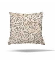 Çiçekli Mermer Batik DesenGizli Fermuarlı Yastık Kılıfı Kırlent Kılıfı Koltuk Yastık Kılıfı  (Krem)