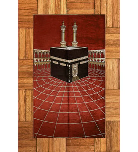 EVDEYA Dijital Baskılı Yıkanabilir Kabe Motifli Şık Tasarım Namaz Halısı Seccade 70x130, Seccade-48-kahve, (Kırmızı)