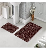 Banyo Halısı Ikili Klozet Takımı Kaymaz Tabanlı (60 xm x 100 cm + 40 cm x 60 cm)  (Bordo)