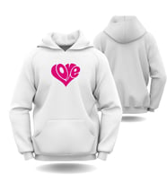 Sevgililer Günü Erkek Kadın Love Kalp Görselli Kapüşonlu Hoodie Sweatshirt 6017 (Beyaz)