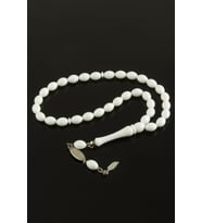 Zeytin Şekilli Plastik Tesbih 8*11 mm (Beyaz)