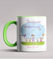 Kişiye Özel Okul Öncesi Öğretmeni Tasarımlı Siyah Renk Kupa 5 (Yeşil)