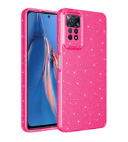Xiaomi Redmi Note 12 Pro 4G Kılıf Kamera Korumalı Simli Lüks Işıltılı Silikon (Koyu Pembe)