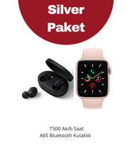 T500 Akıllı Saat (Çift Tuş Aktif) + A6S True Wireless Bluetooth Kulaklık (Pembe)