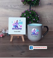 Developer Dekoratif Taş, Kupa Bardak Kırmızı Hediye (Model 9)