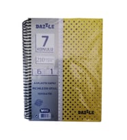 6+1 Ayraçlı Defter 7 Konulu 210 Yaprak 1 Adet 6 Kareli 1 Çizgili Spralli Plastik Kapak Seperatörlü (Sarı)