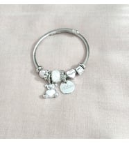 kadın ayıcık figürlü çelik pandora (Beyaz)