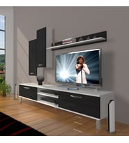 Decoraktiv Eko 7 Slm Dvd Krom Ayaklı Tv Ünitesi Tv Sehpası (Beyaz-Siyah)