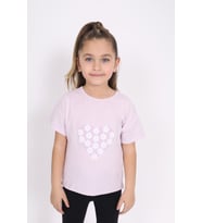 Toontoy Kız Çocuk Baskılı Tişört (Açık Lila)
