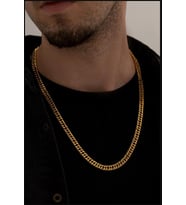 Erkek Kolye - Gurmet Model Erkek Çelik Kolye - Alacalı Renk - 5 Mm Kalınlık - Paslanmaz Çelik 5212325649821 (Gold)