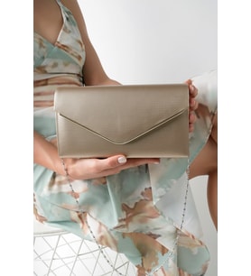 Kadın Gece&Abiye Saten Zincirli Portföy& Clutch (Gold)