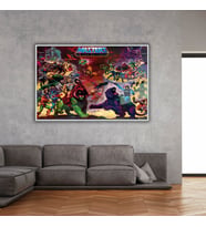 Metal Çerçeveli Yatay Cam Tablo He-Man Masters of the Universe (Gümüş)