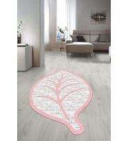Dijital Baskılı Kaymaz Taban Yıkanabilir Lazer Kesim Salon Halısı Yolluk NLZR-SD-486 (Pembe)