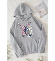 Unisex Flowers Baskılı Sweatshirt (Gri)