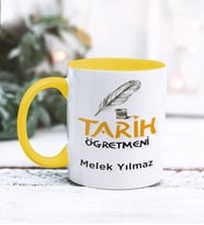 Tarih Öğretmeni Tasarımlı Kişiye Özel Kupa Bardak (Sarı)
