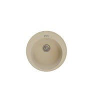 POLEX Cristalüx Granit Eviye P-06 Tezgah Altı Ve Tezgah Üstü Oval Mutfak Evyesi 51,5x51,5cm (Bej)