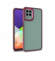 Galaxy M32 Kılıf Zore Flora Buton,Kenar Çevresi Renkli Kılıf (Kırmızı)