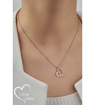 KALP KOLYE BAGET TAŞLI GOLD-ROSE-GÜMÜŞ RENK 925 AYAR GÜMÜŞ KOLYE (Rose)