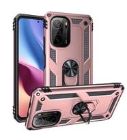Xiaomi Poco F3 Kılıf Zore Vega Yüzüklü Standlı Zırh Kılıf (Rose)