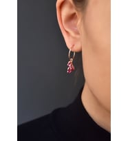 Papatya Silver 925 Ayar Gümüş Rose Kaplama Doğum Taşlı Kübik Drop Küpe (Fuşya)