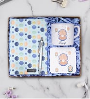 Kişiye Özel Defter, Tükenmez Kalem, Çay & Nescafe Fincanı ve Ahşap Sunumluklu Hediye Seti (Model 2)