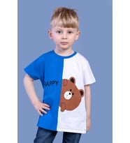 Toontoy Erkek Çocuk İki Renkli Ayıcık Baskılı Tişört (Saks)
