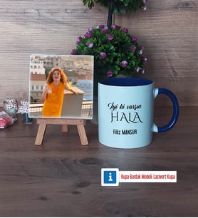 Halaya Hediye Fotoğraflı Dekoratif Taş, Kupa Bardak Beyaz Hediye (Model 3)