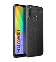 Huawei P40 Lite E Kılıf Deri Tarzı Niss Silikon Case (Siyah)