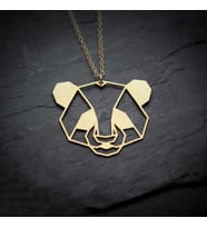 Kişiye Özel 925 Ayar Gümüş Origami Panda Kolye (Gold)