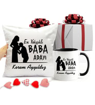 En Yakışıklı Baba Adayı Kupa Bardağı ve Yastığı Hediye Seti (Model 4)