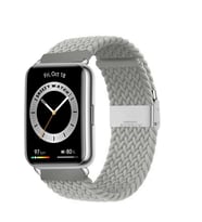 Sneezy Huawei Watch Fit 2 İle Uyumlu Metal Klips Solo Fiberlink Örgü Kordon (Gri)