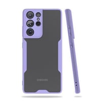 Galaxy S21 Ultra Kılıf Arkası Şeffaf Ultra İnce Tasarım Kılıf (Mor)