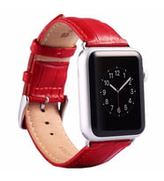 Ally Apple Watch 7-8 45mm 6-5-4 44mm Deri Kordon Kayış Crocodile 3-2-1 42mm (Kırmızı)