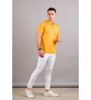 NEHİR by Faruk Ülker Polo Yaka Çıt Çıtlı Merserize Süperfine Cotton Erkek T-Shirt  (Sarı)