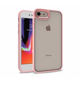 Apple iPhone SE 2022 Kılıf Case, Kamera Lens Korumalı Elektroplatin Kaplama Sert PC Koruyucu Colourful Platinum Serisi (Rose)