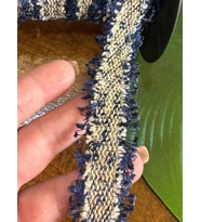 EN 2 CM TRİKO PÜSKÜLLÜ ŞERİT DİKİŞ GİYİM AKSESUARI (1 METRE) (Mavi)