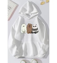 Unisex Kafadar Ayılar Baskılı Sweatshirt (A.Beyaz)