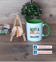 Harita Mühendisi Kupa Bardak Beyaz ve Fotoğraflı Ahşap Anahtarlık Hediye (Model 14)
