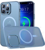 Uyumlu Model Apple iPhone 13 Pro Kılıf Mat Kadifemsi Special Edition PC Magsafe Kapak (Mavi)