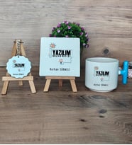 Yazılım Mühendisi Hediye Seti Kupa Bardak T Kulplu, Dekoratif Taş, Anahtarlık Mühendisler Günü Hediyesi (Model 3)
